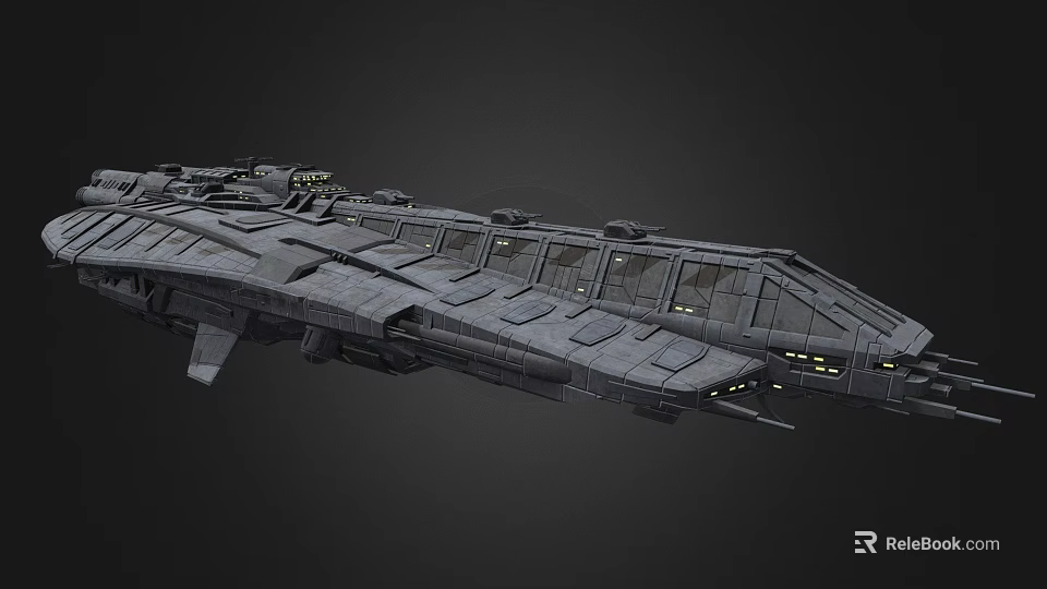 Futuristic Sci Fi Spaceship With Detailed Armored Hull And Multiple Windows 3d model 