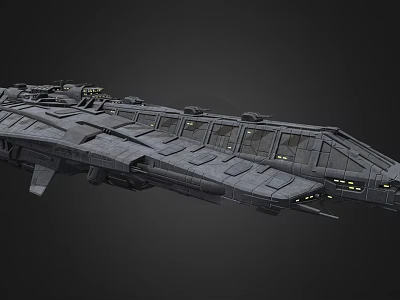Futuristic Sci Fi Spaceship With Detailed Armored Hull And Multiple Windows 3d model