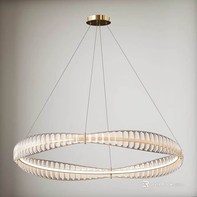 Modern Ring Shaped Chandelier With Transparent Material And Soft Lighting For Interior Decor 3d model