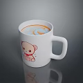 Cute White Ceramic Mug Featuring Cartoon Bear Design and Latte Art for Home Daily Use