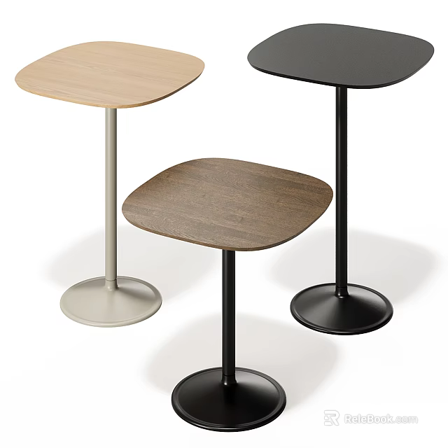 Modern Stylish Side Tables With Different Colors Square Tops And Round Bases 3d model 