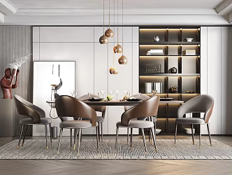 Light Luxury Dining Table and Chair Combination 3d model
