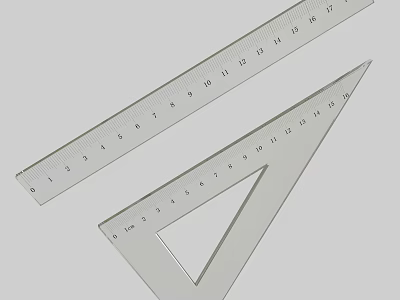 Practical Ruler And Triangle Ruler With Accurate Scale Marks For Measurements 3d model