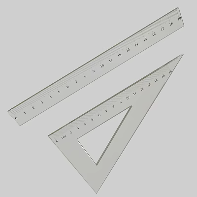 Straight ruler triangle ruler 3d model
