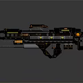 Futuristic Sci Fi Weapon With Metallic Structure Yellow Accents And Tactical Features 3d model
