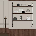 Modern Wall Mounted Wooden Shelving Unit With Books Decor Items And Metal Brackets