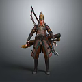 Armor Clad Warrior Character With Beast Creature Companion And Weapons 3d model