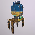 Multi Legged Robot With Blue Metallic Body And Green Red Indicators