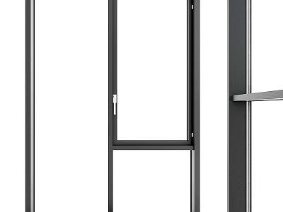 Casement Window With Modern Black Frame Clear Glass And Secure Handle Design 3d model
