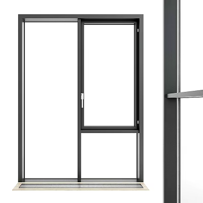Casement Window With Modern Black Frame Clear Glass And Secure Handle Design 3d model