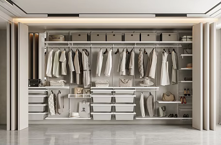 Modern Wardrobe Metal Wardrobe Metal Hanger Wardrobe Folding Door Clothes Door to Top Type 3d model