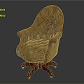 Vintage Quilted Upholstered Armchair With Curved Armrests Wooden Base And Wheels