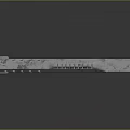 Futuristic Metallic Silver Weapon With Geometric Design And Red Accent