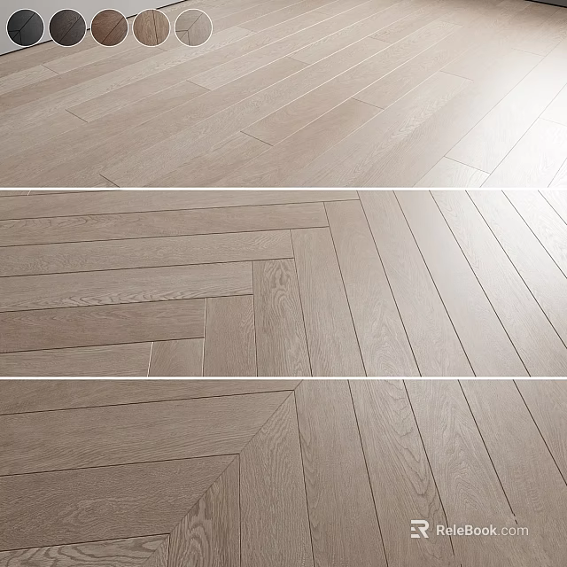 Natural Light Tone Wooden Floor With Herringbone Pattern And Straight Planks Design 3d model 