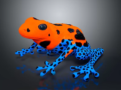 Vibrant Colorful Frog Displaying Orange Body Black Spots And Blue Legs 3d model
