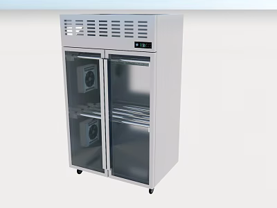 Open Display Cabinet With Double Glass Doors Stainless Steel And Digital 3d model