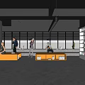 Modern Casual Lounge Area With Seating Lockers Large Windows And People Relaxing