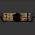 Yellow Rusty Tank Car With Black Stripe On Rails Against Gray Background