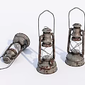 Vintage Rustic Candle Lanterns With Metal Frame And Glass Shade Set Of Three