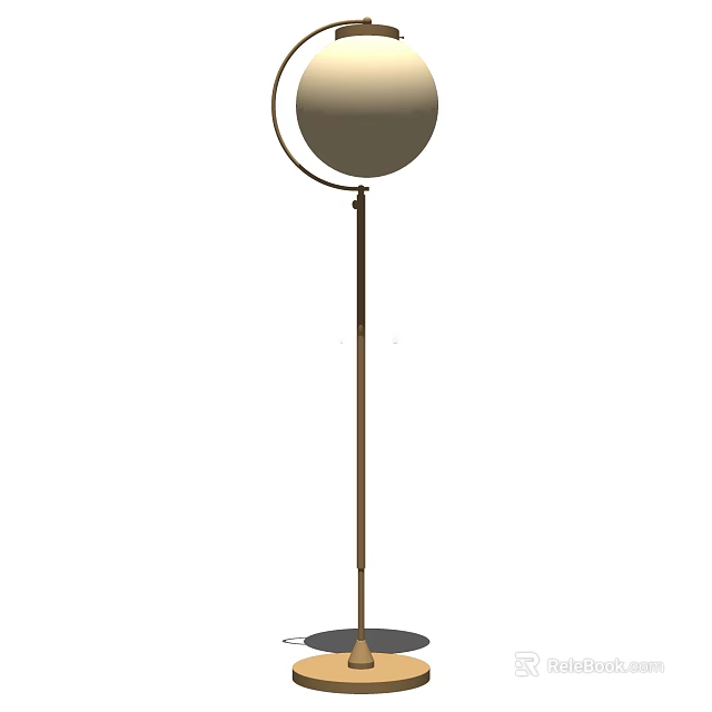 Modern Minimalist Floor Lamp with Round Shade and Metal Stand for Indoor Lighting 3d model 