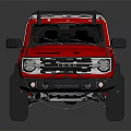 Red Off Road Vehicle With White Roof Rack And Large White Wheels