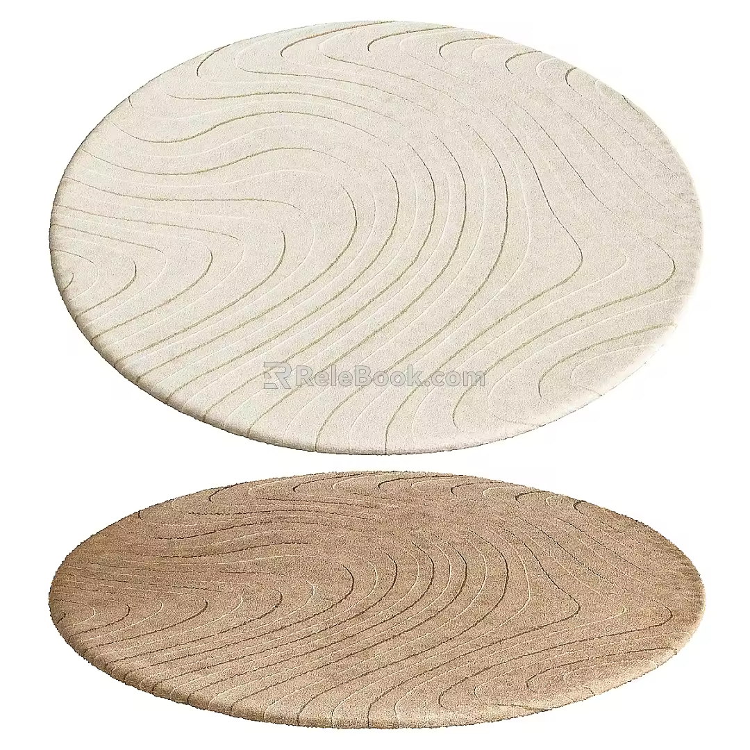 Cream wind round carpet texture pattern road carpet 3d model