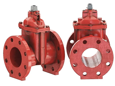 Heavy Duty Red Industrial Gate Valves With Flanged Connections For Pipeline Systems 3d model