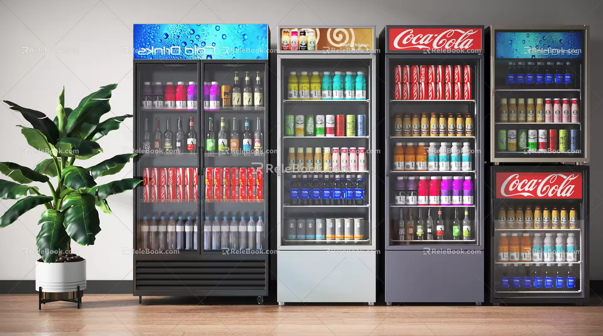 Modern freezer vertical display cabinet 3d model