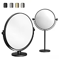 Elegant Round Tabletop Mirror With Black Metal Stand And Clear Reflection Surface 3d model