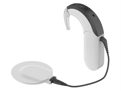 Digital Behind The Ear Hearing Aid With Rechargeable Wireless Charging Base 3d model