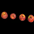 Fresh Red Apples With Yellow Speckles Arranged In A Row On Black Background