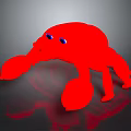 Red Cartoon Crab With Blue Eyes 3D Model On Gray Background Reflection 3d model