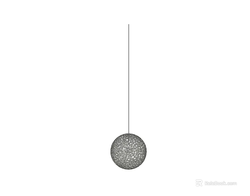 Modern Spherical Pendant Light With Hollow Perforated Design Hanging In Interior Space 3d model 