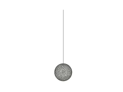 Modern Spherical Pendant Light With Hollow Perforated Design Hanging In Interior Space 3d model