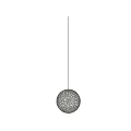 Modern Spherical Pendant Light With Hollow Perforated Design Hanging In Interior Space