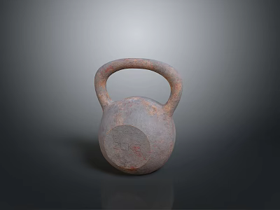 Rusty Cast Iron Kettlebell Fitness Equipment For Strength Training In Gym Studio 3d model