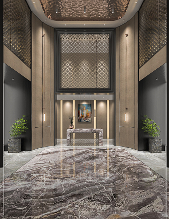 New Chinese Hall Hotel Lobby 3d model