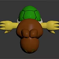 Purple Head Game Movie Character With Big Eyes Yellow Shell And Green Shoes