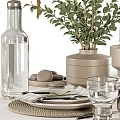 Neutral Tones Dinnerware Set With Teapot Glassware Greenery And Macarons