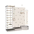 Kids Indoor Play Equipment With Wooden Ladder Rope Rings Climbing Holds Hanging Airplane Alphabet Banner