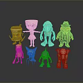 Colorful Game and Movie Characters Toy Figures with Unique Designs and Diverse Appearances