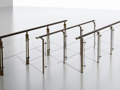 Modern Fence Railing with Sleek Metal and Glass Panels Design for Balcony 3d model