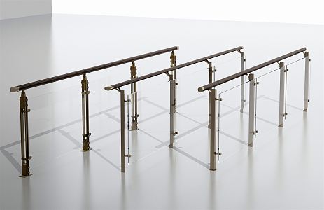 Modern Guardrail Glass Guardrail Handrail 3d model