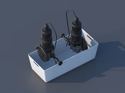 Two Black Heavy Duty Industrial Equipment Units in White Rectangular Box 3d model