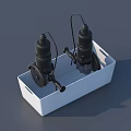 Two Black Heavy Duty Industrial Equipment Units in White Rectangular Box 3d model