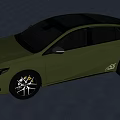 Olive Green Sporty Sedan With Sleek Body Modern Headlights And Alloy Wheels