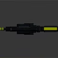Futuristic Sci-Fi Gun With Black Body Yellow Accents Ergonomic Grip And Detailed Structure