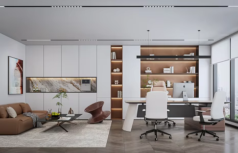 Modern manager office desk chairman office sofa painting 3d model