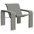 Stylish Black and White Striped Leisure Chair with Modern Armrest Design