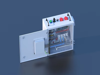 Open Household Distribution Box Showing Internal Colored Buttons And Wires 3d model